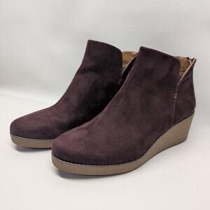 Bootie Purple Faux Suede Wedge Boot Size 7